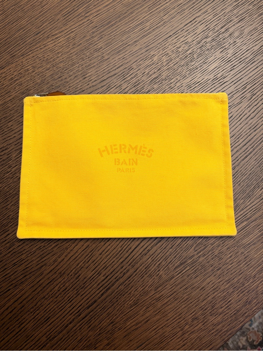 Hermes Bright Yellow Canvas Toiletry Pouch